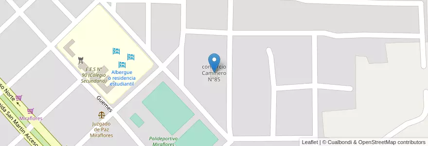 Mapa de ubicacion de consorcio Caminero N°85 en Argentina, Chaco, Departamento General Güemes, Municipio De Miraflores, Miraflores.