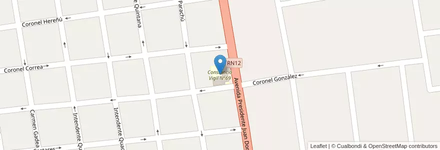 Mapa de ubicacion de Constancio Vigil N°69 en آرژانتین, استان انتره ریوس, Departamento Gualeguay, Distrito Cuchilla, Gualeguay.