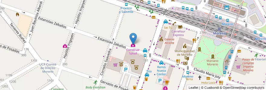 Mapa de ubicacion de Construir Salud en アルゼンチン, ブエノスアイレス州, Partido De Moreno, Moreno.