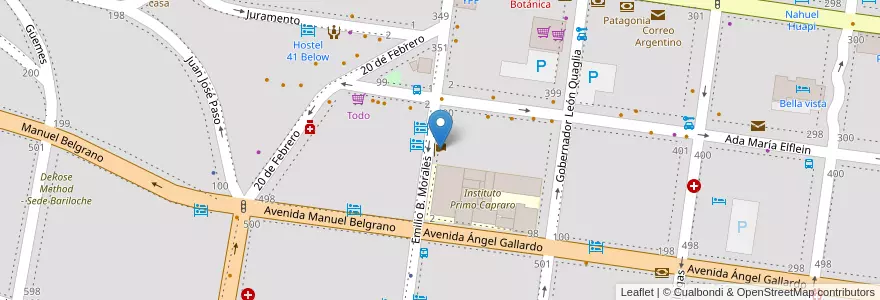 Mapa de ubicacion de Cónsul Honorario de la República Federal de Alemania en アルゼンチン, チリ, リオネグロ州, Departamento Bariloche, Municipio De San Carlos De Bariloche, San Carlos De Bariloche.