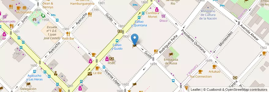 Mapa de ubicacion de Consulado de España, Recoleta en アルゼンチン, Ciudad Autónoma De Buenos Aires, Comuna 2, Comuna 1, ブエノスアイレス.