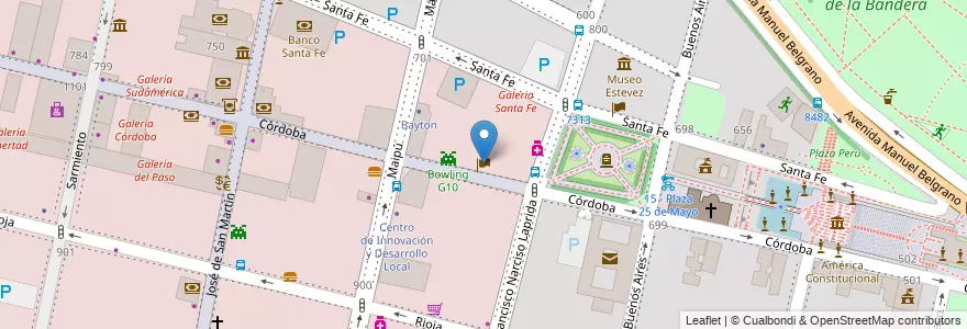 Mapa de ubicacion de Consulado de la República Dominicana en アルゼンチン, サンタフェ州, Departamento Rosario, Municipio De Rosario, ロサリオ.