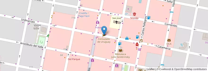 Mapa de ubicacion de Consulado de Uruguay en アルゼンチン, エントレ・リオス州, Departamento Concordia, Distrito Suburbios, Concordia, Concordia.