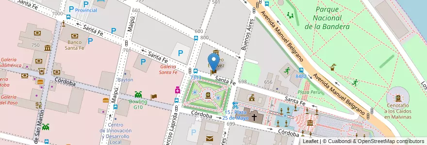 Mapa de ubicacion de Consulado del Reino de España en アルゼンチン, サンタフェ州, Departamento Rosario, Municipio De Rosario, ロサリオ.