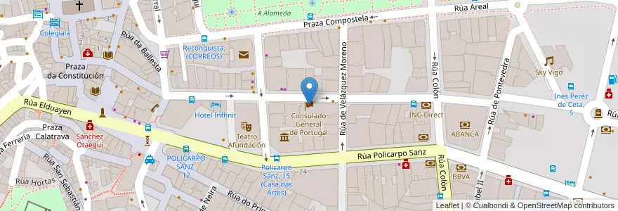 Mapa de ubicacion de Consulado General de Portugal en Espanha, Galiza, Pontevedra, Vigo, Vigo.