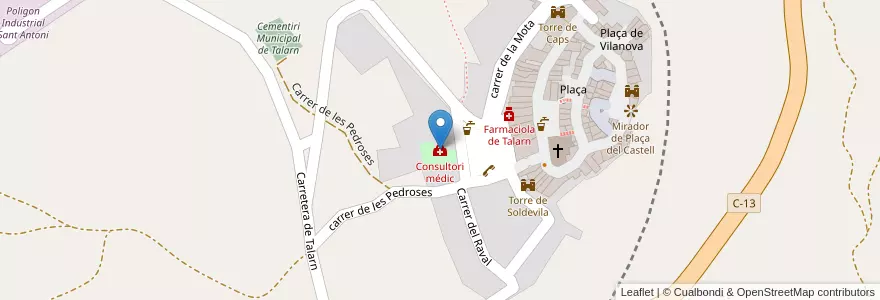 Mapa de ubicacion de Consultori médic en Spanien, Katalonien, Lleida, Pallars Jussà, Talarn.