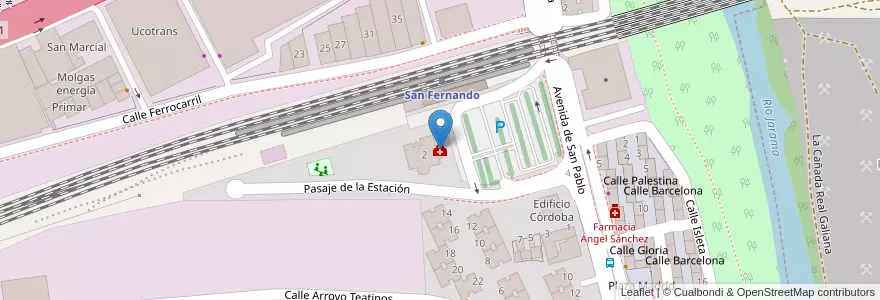 Mapa de ubicacion de Consultorio Barrio de la Estación en スペイン, マドリード州, Comunidad De Madrid, Área Metropolitana De Madrid Y Corredor Del Henares, San Fernando De Henares, Coslada.