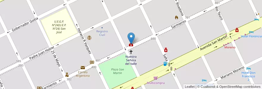 Mapa de ubicacion de Consultorio de ojos Dr Jorge Kleisinger en アルゼンチン, チャコ州, Departamento General Güemes, Municipio De Juan José Castelli, Juan José Castelli, Juan Jose Castelli.