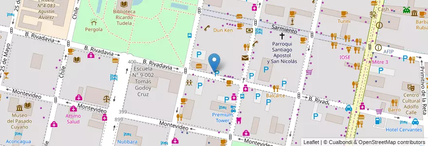 Mapa de ubicacion de Consultorio de Traumatologia en 아르헨티나, 칠레, Mendoza, Departamento Capital, Sección 2ª Barrio Cívico, Ciudad De Mendoza.