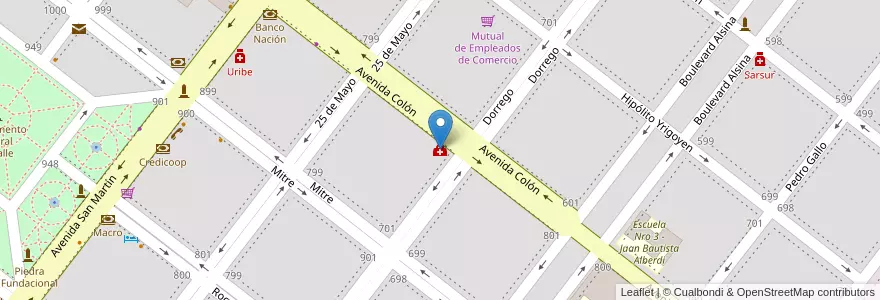 Mapa de ubicacion de Consultorio médico en Arjantin, Buenos Aires, Partido De Adolfo Alsina, Carhué.