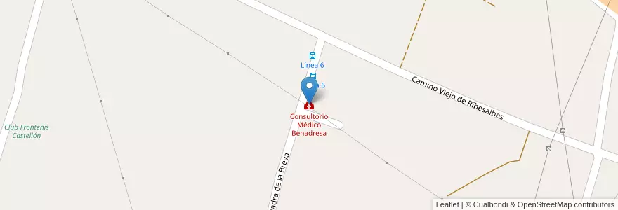 Mapa de ubicacion de Consultorio Médico Benadresa en スペイン, バレンシア州, Castelló / Castellón, La Plana Alta, Castelló De La Plana.