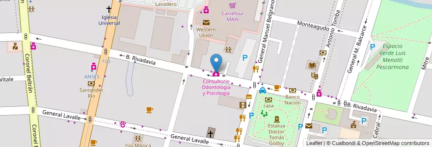 Mapa de ubicacion de Consultorio Odontologia y Psicologia en Аргентина, Чили, Мендоса, Godoy Cruz, Departamento Godoy Cruz, Distrito Ciudad De Godoy Cruz.