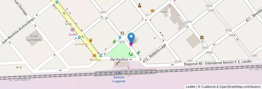 Mapa de ubicacion de Consultorio Odontológico en 阿根廷, 布宜诺斯艾利斯省, Partido De Tres De Febrero, Santos Lugares.