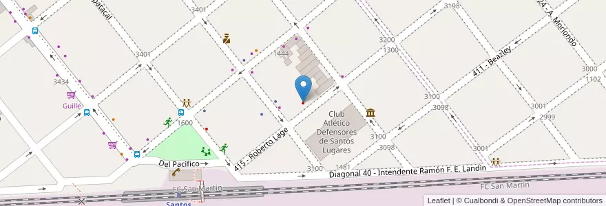 Mapa de ubicacion de Consultorio odontológico en Arjantin, Buenos Aires, Partido De Tres De Febrero, Santos Lugares.