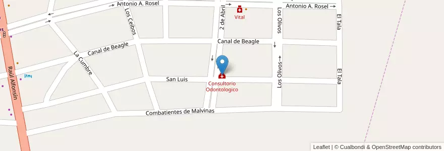 Mapa de ubicacion de Consultorio Odontologico en Argentina, Córdoba, Departamento San Alberto, Pedanía Tránsito, Mina Clavero, Municipio De Mina Clavero.