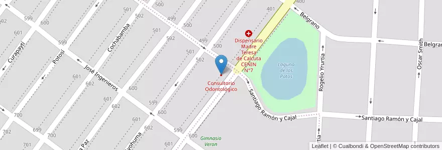 Mapa de ubicacion de Consultorio Odontológico en アルゼンチン, チリ, サンタクルス州, Güer Aike, Municipio De Río Gallegos, Río Gallegos.