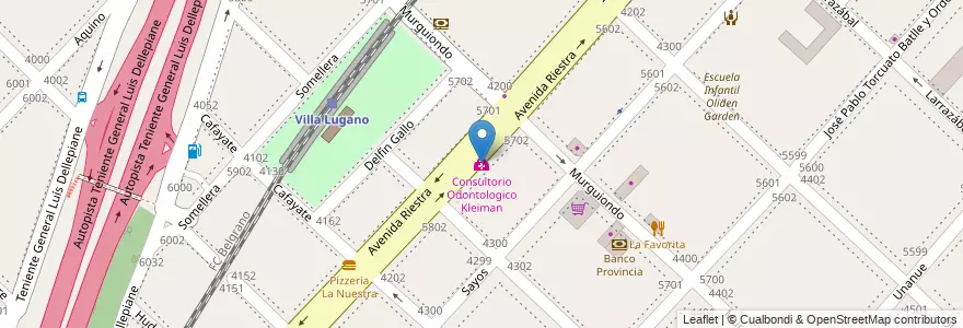 Mapa de ubicacion de Consultorio Odontologico Kleiman, Villa Lugano en Argentinië, Ciudad Autónoma De Buenos Aires, Buenos Aires, Comuna 8.
