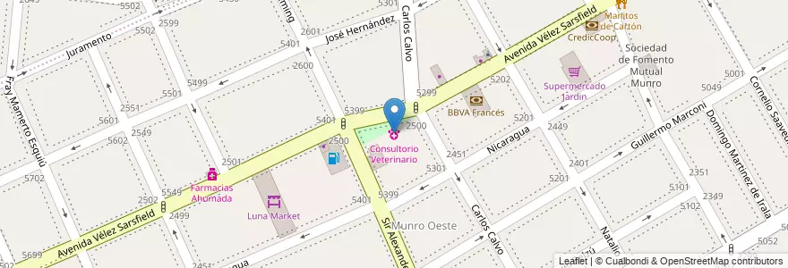 Mapa de ubicacion de Consultorio Veterinario en Arjantin, Buenos Aires, Partido De Vicente López, Vicente López.