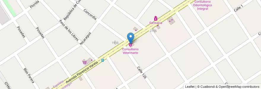 Mapa de ubicacion de Consultorio Veterinario en アルゼンチン, ブエノスアイレス州, Partido De Berazategui, Berazategui.