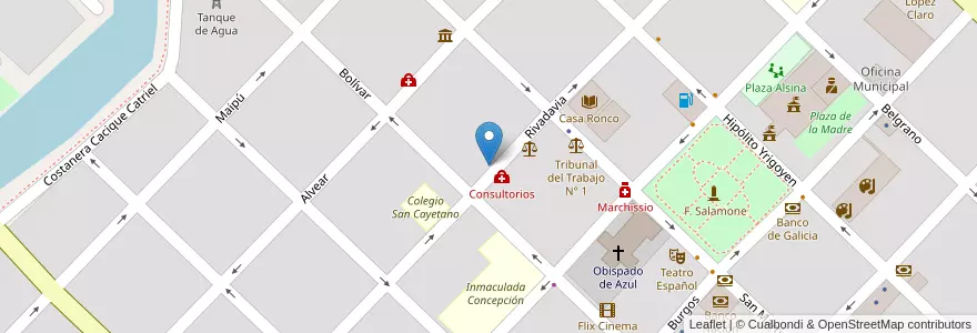Mapa de ubicacion de Consultorios en 아르헨티나, 부에노스아이레스주, Partido De Azul.