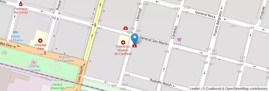 Mapa de ubicacion de Consultorios en الأرجنتين, تشيلي, ريو نيغرو, Cipolletti, Departamento General Roca.
