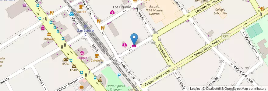 Mapa de ubicacion de consultorios Alem (Eliseo Cantón) en Argentine, Province De Buenos Aires, Partido De San Isidro, San Isidro.