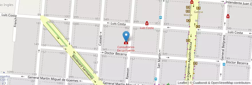 Mapa de ubicacion de Consultorios De La Fuente en Argentina, Buenos Aires, Partido De Campana.