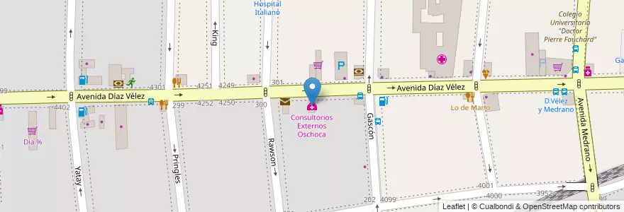 Mapa de ubicacion de Consultorios Externos Oschoca, Almagro en 아르헨티나, Ciudad Autónoma De Buenos Aires, Comuna 5, 부에노스아이레스.