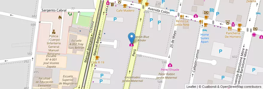 Mapa de ubicacion de Consultorios Medicos en Arjantin, Şili, Mendoza, Departamento Capital, Sección 2ª Barrio Cívico, Ciudad De Mendoza.