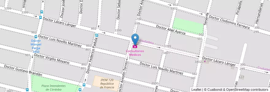 Mapa de ubicacion de Consultorios Medicos en Arjantin, Córdoba, Departamento Capital, Pedanía Capital, Córdoba, Municipio De Córdoba.