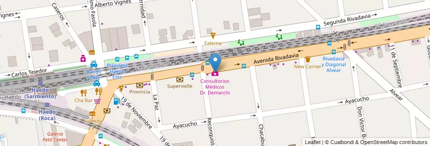 Mapa de ubicacion de Consultorios Médicos Dr. Demarchi en Argentinië, Buenos Aires, Partido De Morón, Haedo.