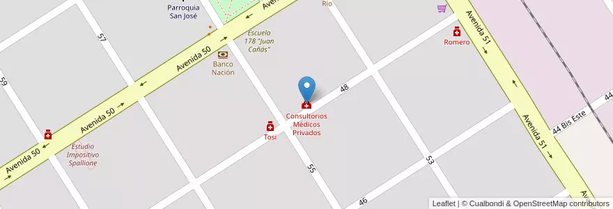 Mapa de ubicacion de Consultorios Médicos Privados en الأرجنتين, سانتا في, Departamento General López, Municipio De Villa Cañás, Villa Cañás.