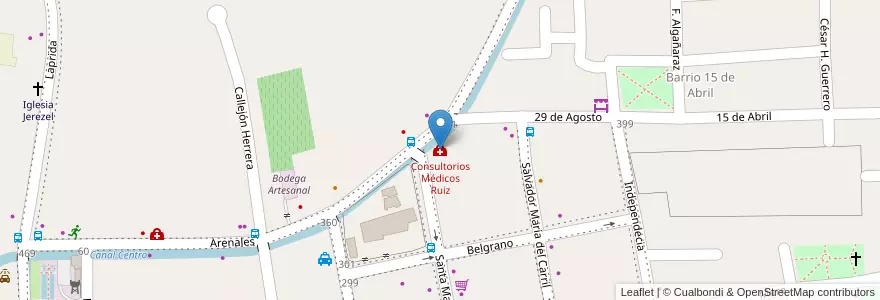 Mapa de ubicacion de Consultorios Médicos Ruiz en Argentinien, San Juan, Chile, Albardón.