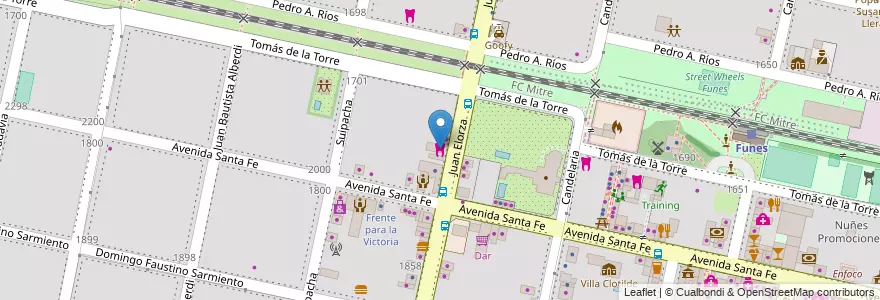 Mapa de ubicacion de Consultorios Odontólogicos del Centro en Argentina, Santa Fe, Departamento Rosario, Municipio De Funes, Funes.