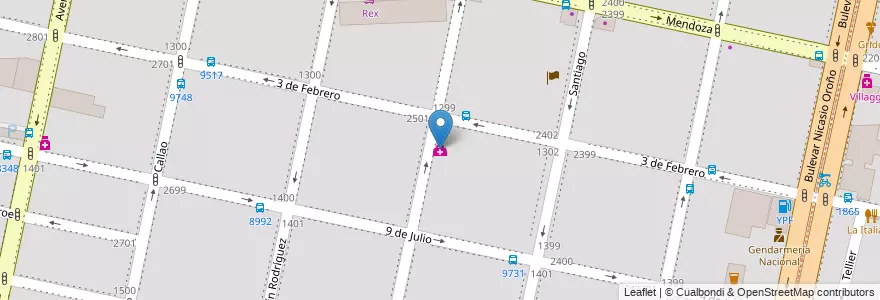 Mapa de ubicacion de Consultorios Pueyrredón en 아르헨티나, Santa Fe, Departamento Rosario, Municipio De Rosario, 로사리오.