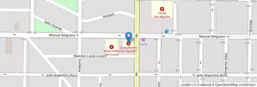 Mapa de ubicacion de Consultorios San Agustín en Argentina, Cile, Provincia Di Neuquén, Departamento Confluencia, Municipio De Neuquén, Neuquén.