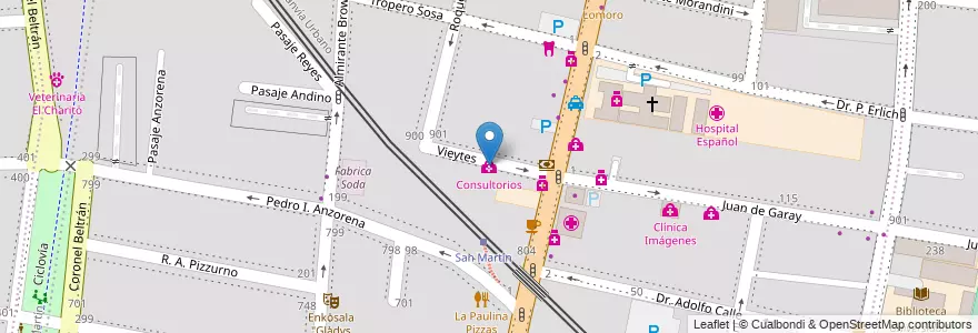 Mapa de ubicacion de Consultorios en Arjantin, Şili, Mendoza, Godoy Cruz, Departamento Godoy Cruz, Distrito Ciudad De Godoy Cruz.