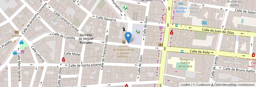 Mapa de ubicacion de Contenedor de vidrio y papel en スペイン, マドリード州, Comunidad De Madrid, Área Metropolitana De Madrid Y Corredor Del Henares, Madrid.