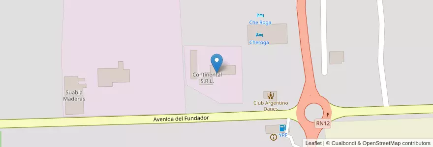 Mapa de ubicacion de Continental S.R.L. en Argentina, Misiones, Departamento Eldorado, Municipio De Eldorado, Eldorado.