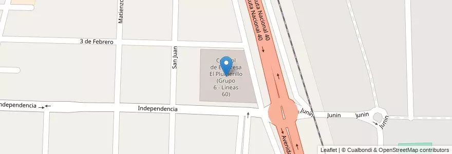 Mapa de ubicacion de Control de Empresa El Plumerillo (Grupo 6 - Líneas 60) en Argentinië, Chili, Mendoza, Departamento Las Heras, Distrito El Plumerillo.