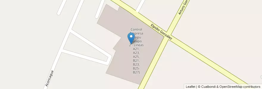 Mapa de ubicacion de Control Empresa Maipú (Grupo 2 - Líneas A21, A23, A25, B21, B23, B25-B27) en الأرجنتين, تشيلي, Mendoza, Departamento Guaymallén, Distrito Kilómetro 11.