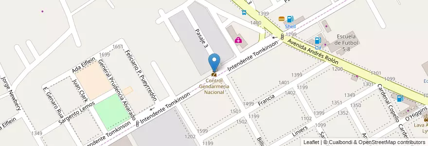 Mapa de ubicacion de Control Gendarmería Nacional en Argentinië, Buenos Aires, Partido De San Isidro, Beccar.
