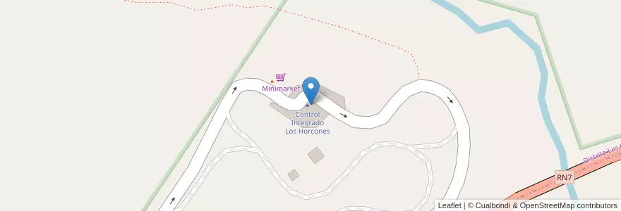 Mapa de ubicacion de Control Integrado Los Horcones en Argentinien, Chile, Mendoza, Departamento Las Heras, Distrito Las Cuevas.