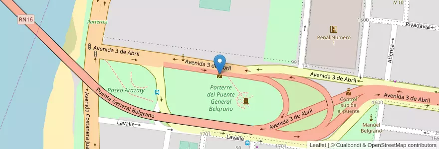 Mapa de ubicacion de Control Subida Puente en Arjantin, Corrientes, Departamento Capital, Corrientes.