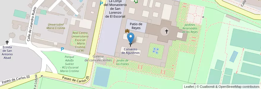 Mapa de ubicacion de Convento de Agustinos en إسبانيا, منطقة مدريد, منطقة مدريد, Cuenca Del Guadarrama, San Lorenzo De El Escorial.