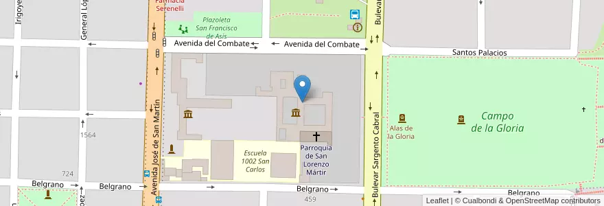 Mapa de ubicacion de Convento de San Carlos de Borromeo en الأرجنتين, سانتا في, Departamento San Lorenzo, Municipio De San Lorenzo, San Lorenzo.