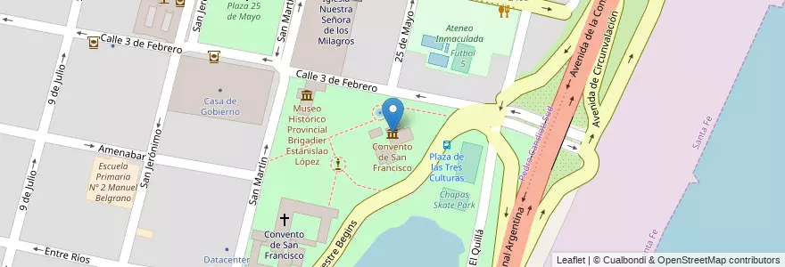 Mapa de ubicacion de Convento de San Francisco en 아르헨티나, Santa Fe, Departamento La Capital, Santa Fe Capital, Santa Fe.