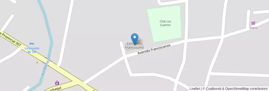 Mapa de ubicacion de Convento Franciscano en アルゼンチン, トゥクマン州, Departamento Tafí Del Valle, Municipio De Tafí Del Valle, Tafí Del Valle.