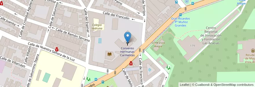 Mapa de ubicacion de Convento Hermanas Carmelitas en Spagna, Comunidad De Madrid, Comunidad De Madrid, Área Metropolitana De Madrid Y Corredor Del Henares, Madrid.