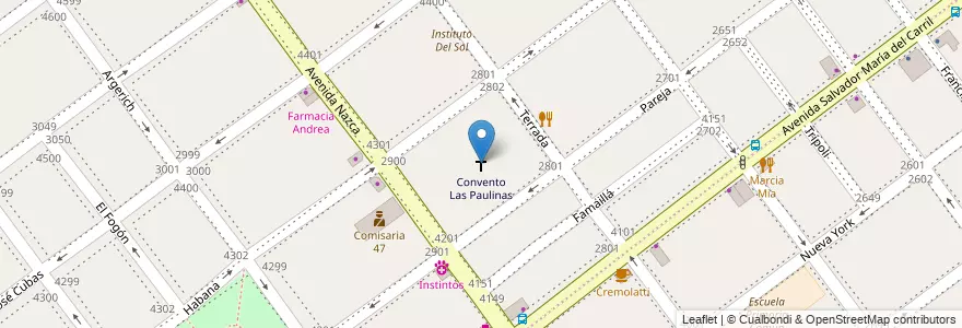Mapa de ubicacion de Convento Las Paulinas, Villa Pueyrredon en Argentine, Ciudad Autónoma De Buenos Aires, Comuna 12, Buenos Aires.
